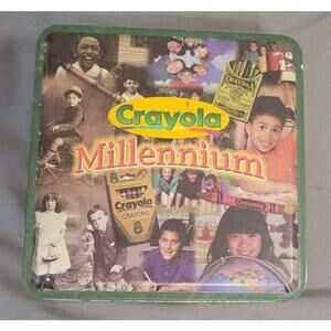 Vintage Crayola Collectible Tin - Millennium With 64 Ct Crayons Opened